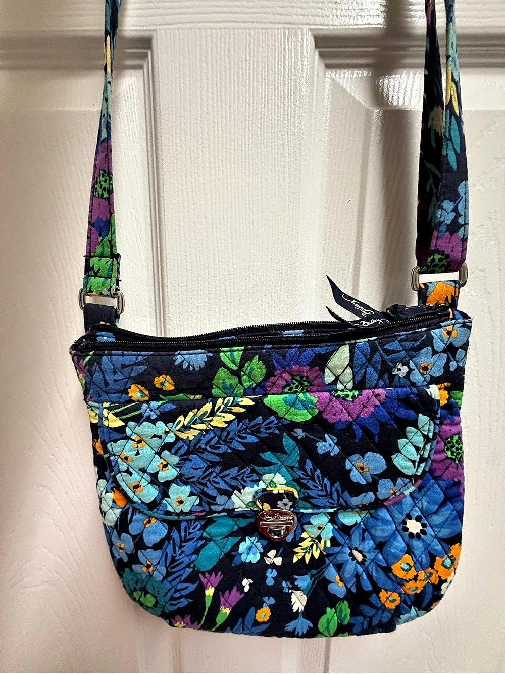 Vera Bradley Turnlock Crossbody Floral Bag Blue & Purple